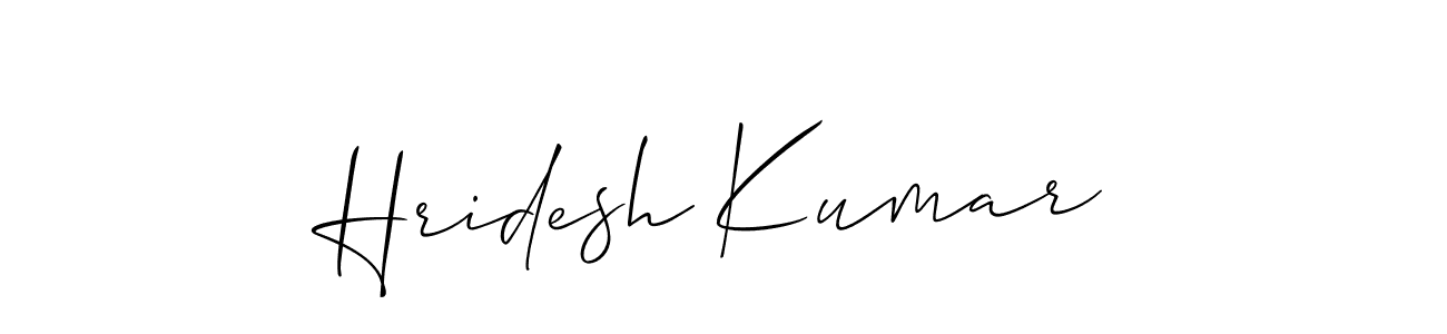 How to make Hridesh Kumar name signature. Use Allison_Script style for creating short signs online. This is the latest handwritten sign. Hridesh Kumar signature style 2 images and pictures png