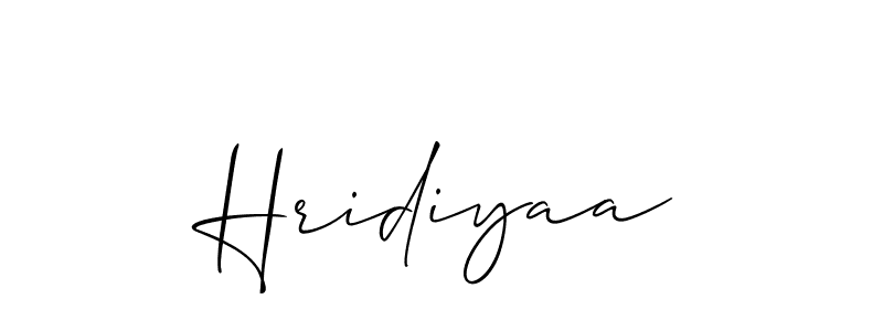 Make a short Hridiyaa signature style. Manage your documents anywhere anytime using Allison_Script. Create and add eSignatures, submit forms, share and send files easily. Hridiyaa signature style 2 images and pictures png