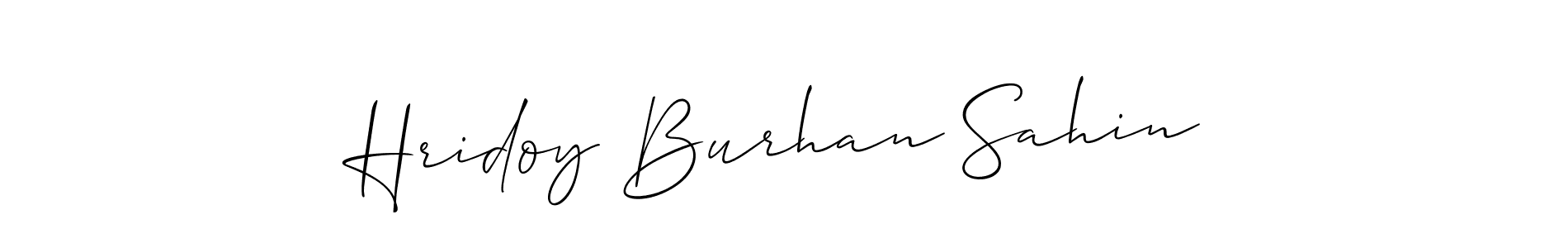 Also You can easily find your signature by using the search form. We will create Hridoy Burhan Sahin name handwritten signature images for you free of cost using Allison_Script sign style. Hridoy Burhan Sahin signature style 2 images and pictures png