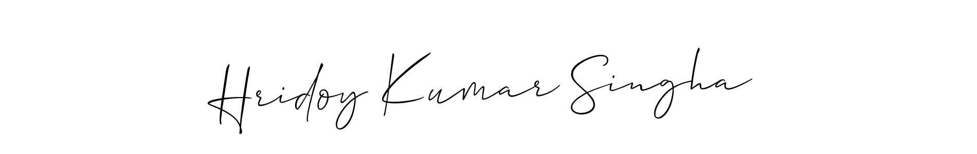 You should practise on your own different ways (Allison_Script) to write your name (Hridoy Kumar Singha) in signature. don't let someone else do it for you. Hridoy Kumar Singha signature style 2 images and pictures png