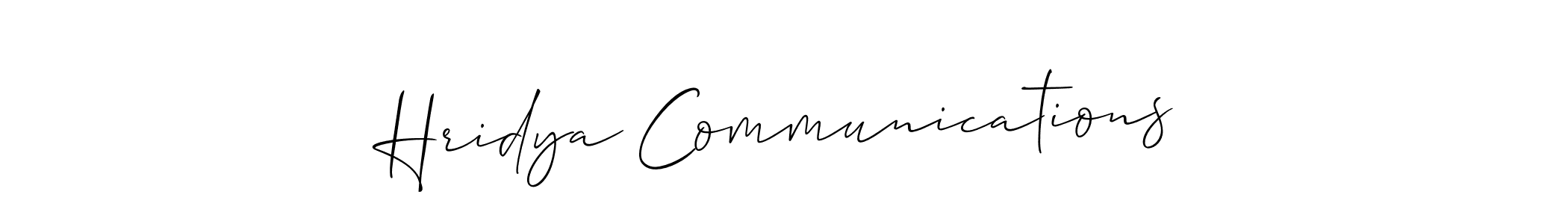 Make a beautiful signature design for name Hridya Communications. With this signature (Allison_Script) style, you can create a handwritten signature for free. Hridya Communications signature style 2 images and pictures png