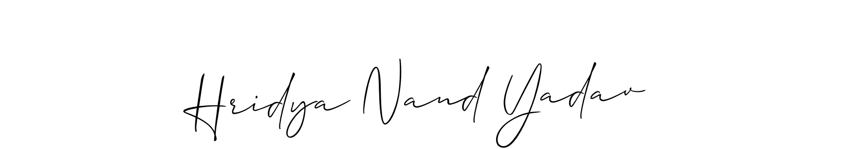 Also You can easily find your signature by using the search form. We will create Hridya Nand Yadav name handwritten signature images for you free of cost using Allison_Script sign style. Hridya Nand Yadav signature style 2 images and pictures png