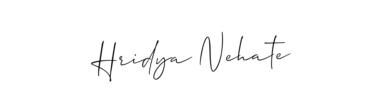 The best way (Allison_Script) to make a short signature is to pick only two or three words in your name. The name Hridya Nehate include a total of six letters. For converting this name. Hridya Nehate signature style 2 images and pictures png
