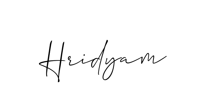 Use a signature maker to create a handwritten signature online. With this signature software, you can design (Allison_Script) your own signature for name Hridyam. Hridyam signature style 2 images and pictures png