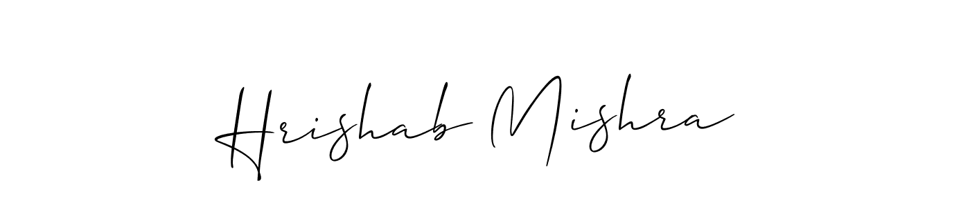 How to make Hrishab Mishra name signature. Use Allison_Script style for creating short signs online. This is the latest handwritten sign. Hrishab Mishra signature style 2 images and pictures png