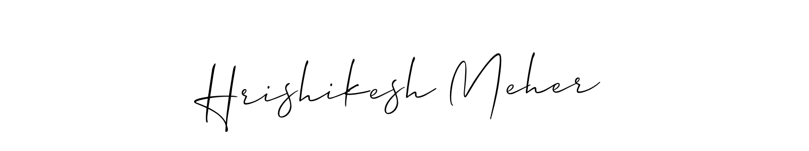 You should practise on your own different ways (Allison_Script) to write your name (Hrishikesh Meher) in signature. don't let someone else do it for you. Hrishikesh Meher signature style 2 images and pictures png