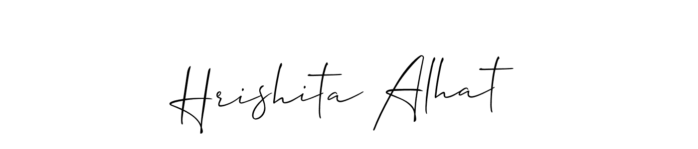 Also You can easily find your signature by using the search form. We will create Hrishita Alhat name handwritten signature images for you free of cost using Allison_Script sign style. Hrishita Alhat signature style 2 images and pictures png