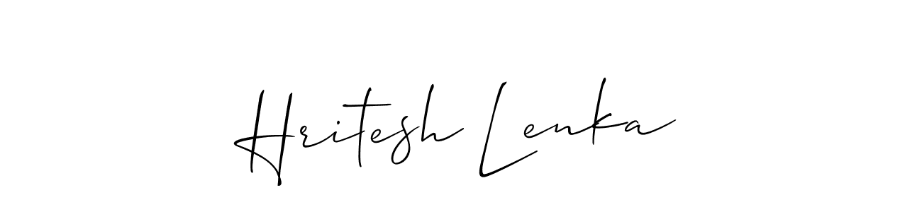 Make a short Hritesh Lenka signature style. Manage your documents anywhere anytime using Allison_Script. Create and add eSignatures, submit forms, share and send files easily. Hritesh Lenka signature style 2 images and pictures png