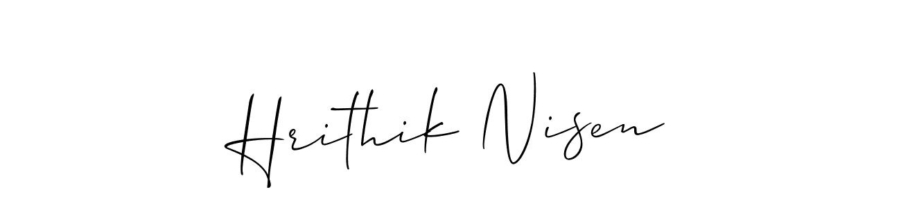 Create a beautiful signature design for name Hrithik Nisen. With this signature (Allison_Script) fonts, you can make a handwritten signature for free. Hrithik Nisen signature style 2 images and pictures png