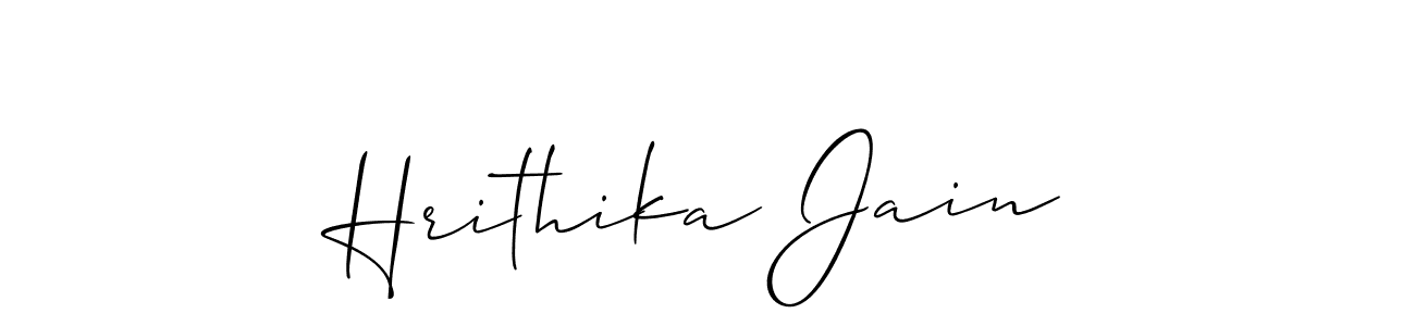 Make a beautiful signature design for name Hrithika Jain. With this signature (Allison_Script) style, you can create a handwritten signature for free. Hrithika Jain signature style 2 images and pictures png