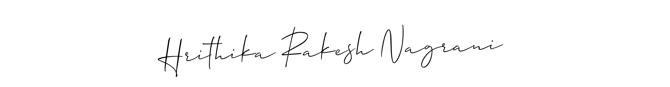 How to make Hrithika Rakesh Nagrani name signature. Use Allison_Script style for creating short signs online. This is the latest handwritten sign. Hrithika Rakesh Nagrani signature style 2 images and pictures png