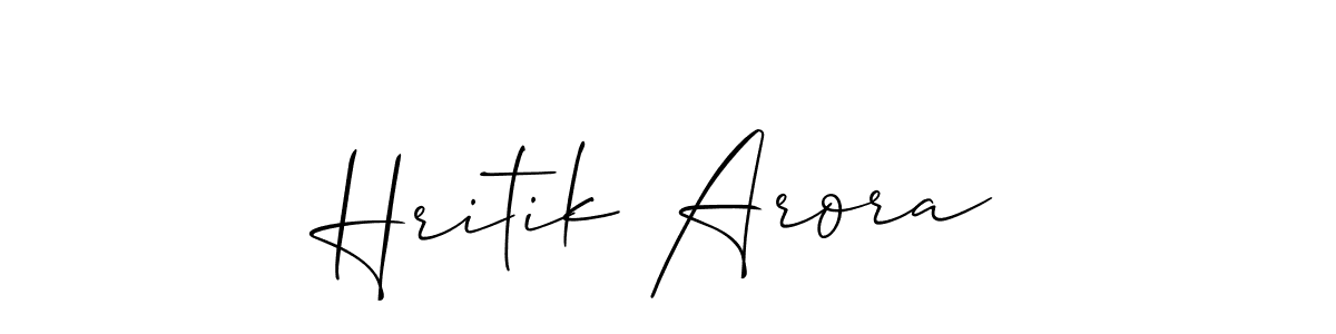 Make a short Hritik Arora signature style. Manage your documents anywhere anytime using Allison_Script. Create and add eSignatures, submit forms, share and send files easily. Hritik Arora signature style 2 images and pictures png