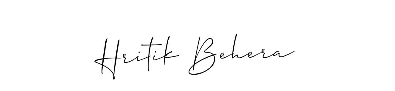 The best way (Allison_Script) to make a short signature is to pick only two or three words in your name. The name Hritik Behera include a total of six letters. For converting this name. Hritik Behera signature style 2 images and pictures png