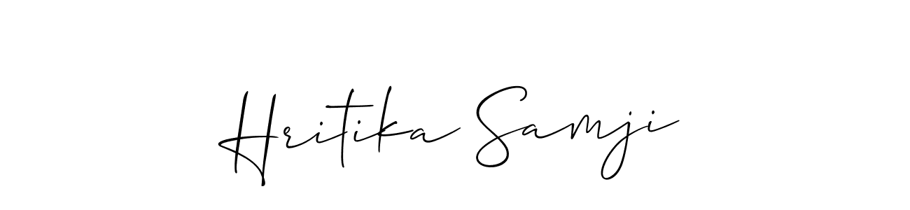 This is the best signature style for the Hritika Samji name. Also you like these signature font (Allison_Script). Mix name signature. Hritika Samji signature style 2 images and pictures png