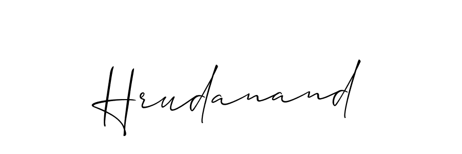 Use a signature maker to create a handwritten signature online. With this signature software, you can design (Allison_Script) your own signature for name Hrudanand. Hrudanand signature style 2 images and pictures png