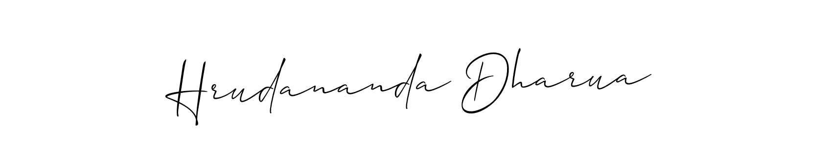 It looks lik you need a new signature style for name Hrudananda Dharua. Design unique handwritten (Allison_Script) signature with our free signature maker in just a few clicks. Hrudananda Dharua signature style 2 images and pictures png