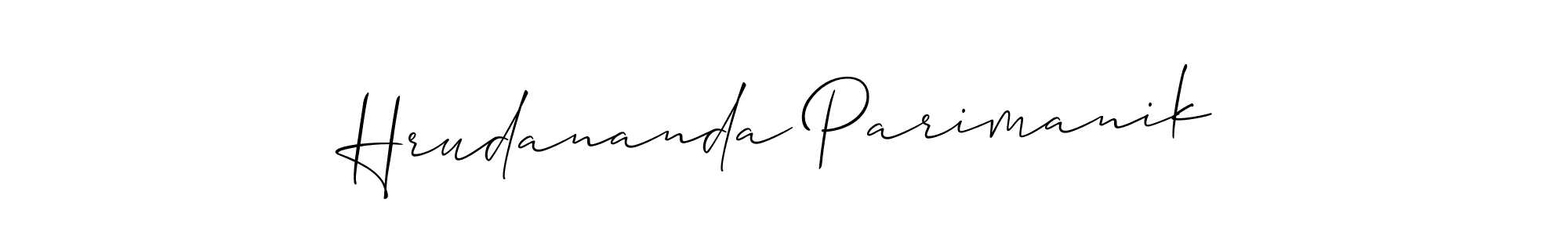 Allison_Script is a professional signature style that is perfect for those who want to add a touch of class to their signature. It is also a great choice for those who want to make their signature more unique. Get Hrudananda Parimanik name to fancy signature for free. Hrudananda Parimanik signature style 2 images and pictures png