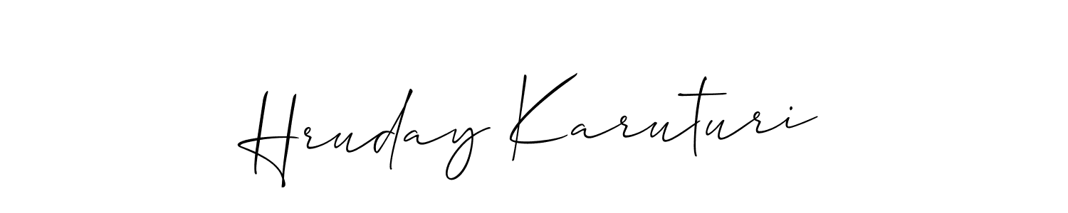 How to make Hruday Karuturi signature? Allison_Script is a professional autograph style. Create handwritten signature for Hruday Karuturi name. Hruday Karuturi signature style 2 images and pictures png