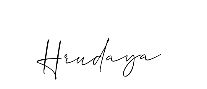 Design your own signature with our free online signature maker. With this signature software, you can create a handwritten (Allison_Script) signature for name Hrudaya. Hrudaya signature style 2 images and pictures png