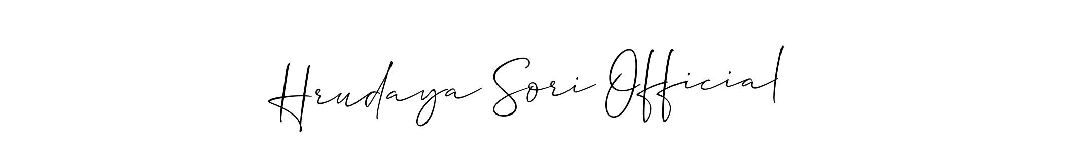 Use a signature maker to create a handwritten signature online. With this signature software, you can design (Allison_Script) your own signature for name Hrudaya Sori Official. Hrudaya Sori Official signature style 2 images and pictures png