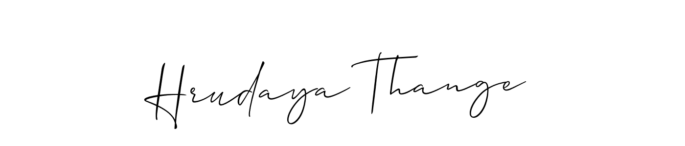 This is the best signature style for the Hrudaya Thange name. Also you like these signature font (Allison_Script). Mix name signature. Hrudaya Thange signature style 2 images and pictures png