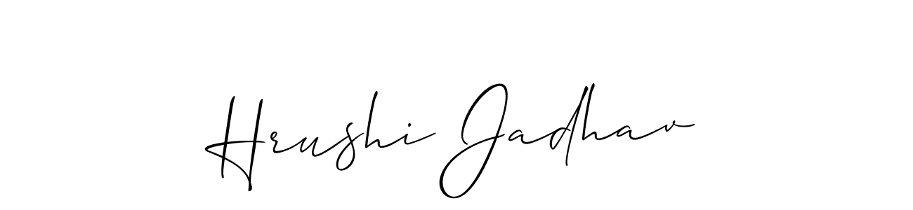 You should practise on your own different ways (Allison_Script) to write your name (Hrushi Jadhav) in signature. don't let someone else do it for you. Hrushi Jadhav signature style 2 images and pictures png