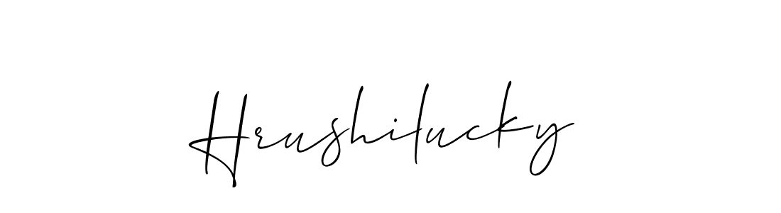 Hrushilucky stylish signature style. Best Handwritten Sign (Allison_Script) for my name. Handwritten Signature Collection Ideas for my name Hrushilucky. Hrushilucky signature style 2 images and pictures png