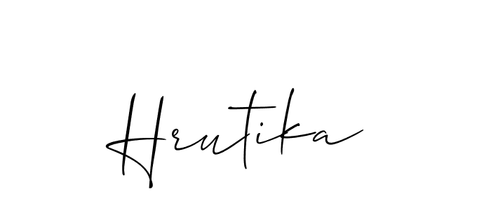 Use a signature maker to create a handwritten signature online. With this signature software, you can design (Allison_Script) your own signature for name Hrutika. Hrutika signature style 2 images and pictures png