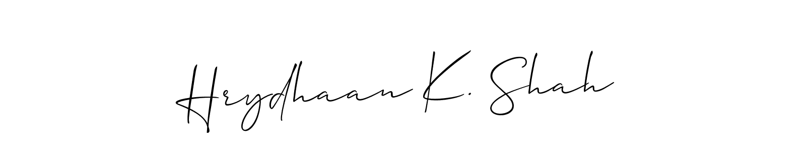 Design your own signature with our free online signature maker. With this signature software, you can create a handwritten (Allison_Script) signature for name Hrydhaan K. Shah. Hrydhaan K. Shah signature style 2 images and pictures png