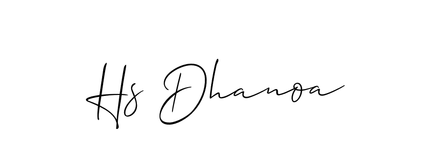 Also we have Hs Dhanoa name is the best signature style. Create professional handwritten signature collection using Allison_Script autograph style. Hs Dhanoa signature style 2 images and pictures png