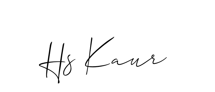 The best way (Allison_Script) to make a short signature is to pick only two or three words in your name. The name Hs Kaur include a total of six letters. For converting this name. Hs Kaur signature style 2 images and pictures png