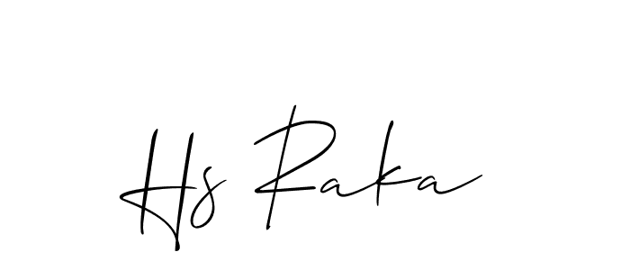 Make a beautiful signature design for name Hs Raka. With this signature (Allison_Script) style, you can create a handwritten signature for free. Hs Raka signature style 2 images and pictures png