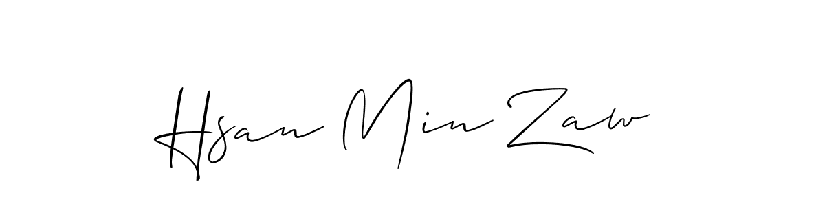 Make a beautiful signature design for name Hsan Min Zaw. With this signature (Allison_Script) style, you can create a handwritten signature for free. Hsan Min Zaw signature style 2 images and pictures png