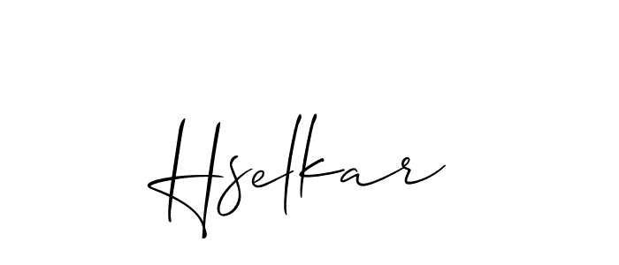 It looks lik you need a new signature style for name Hselkar. Design unique handwritten (Allison_Script) signature with our free signature maker in just a few clicks. Hselkar signature style 2 images and pictures png