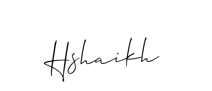 The best way (Allison_Script) to make a short signature is to pick only two or three words in your name. The name Hshaikh include a total of six letters. For converting this name. Hshaikh signature style 2 images and pictures png