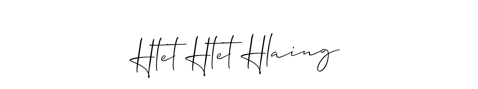 if you are searching for the best signature style for your name Htet Htet Hlaing. so please give up your signature search. here we have designed multiple signature styles  using Allison_Script. Htet Htet Hlaing signature style 2 images and pictures png