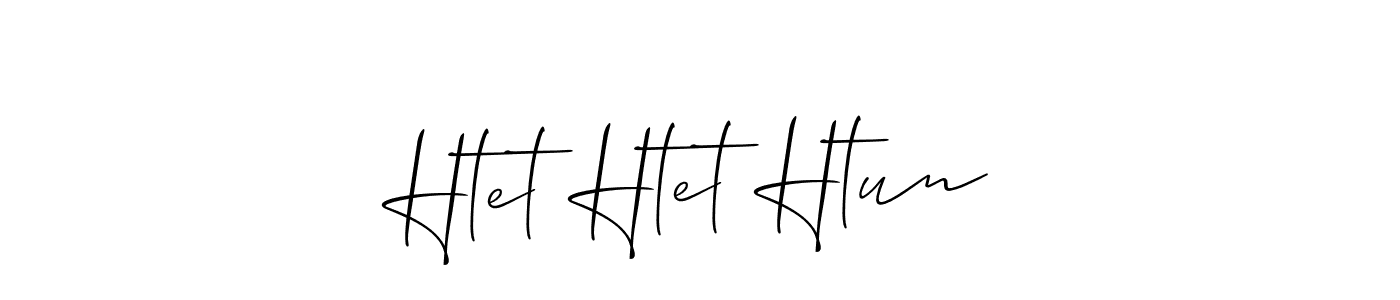 How to make Htet Htet Htun name signature. Use Allison_Script style for creating short signs online. This is the latest handwritten sign. Htet Htet Htun signature style 2 images and pictures png