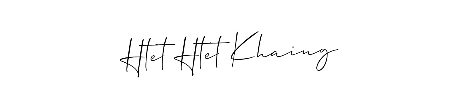 How to make Htet Htet Khaing name signature. Use Allison_Script style for creating short signs online. This is the latest handwritten sign. Htet Htet Khaing signature style 2 images and pictures png