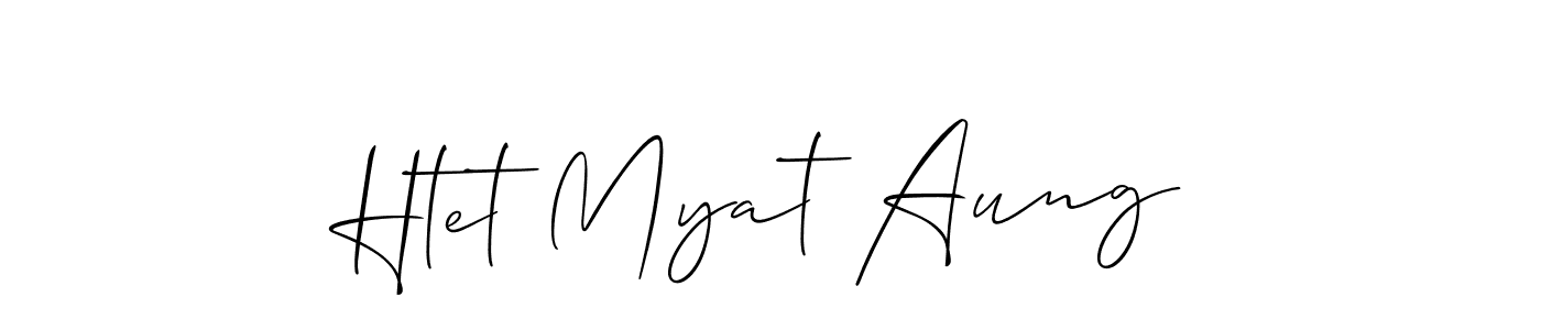 Also You can easily find your signature by using the search form. We will create Htet Myat Aung name handwritten signature images for you free of cost using Allison_Script sign style. Htet Myat Aung signature style 2 images and pictures png