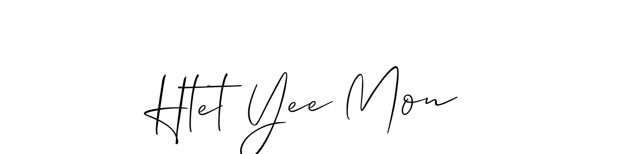 The best way (Allison_Script) to make a short signature is to pick only two or three words in your name. The name Htet Yee Mon include a total of six letters. For converting this name. Htet Yee Mon signature style 2 images and pictures png