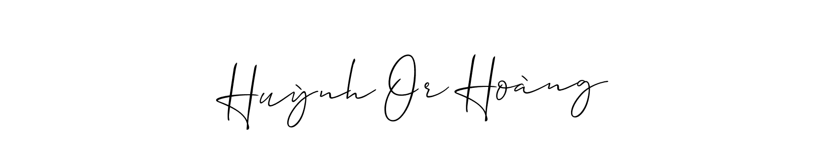 Allison_Script is a professional signature style that is perfect for those who want to add a touch of class to their signature. It is also a great choice for those who want to make their signature more unique. Get Huỳnh Or Hoàng name to fancy signature for free. Huỳnh Or Hoàng signature style 2 images and pictures png