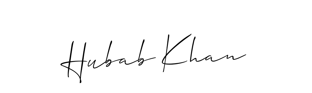 Make a beautiful signature design for name Hubab Khan. With this signature (Allison_Script) style, you can create a handwritten signature for free. Hubab Khan signature style 2 images and pictures png