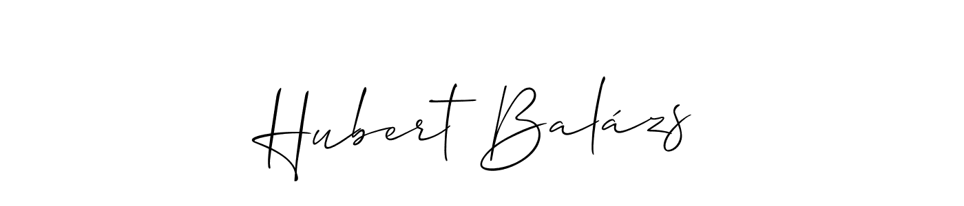 You should practise on your own different ways (Allison_Script) to write your name (Hubert Balázs) in signature. don't let someone else do it for you. Hubert Balázs signature style 2 images and pictures png