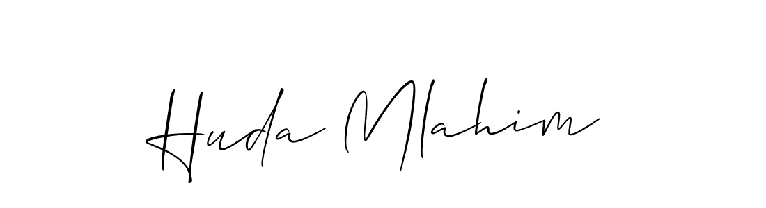 How to make Huda Mlahim name signature. Use Allison_Script style for creating short signs online. This is the latest handwritten sign. Huda Mlahim signature style 2 images and pictures png