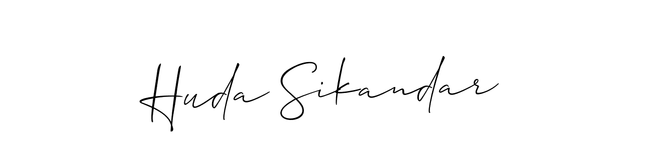 Huda Sikandar stylish signature style. Best Handwritten Sign (Allison_Script) for my name. Handwritten Signature Collection Ideas for my name Huda Sikandar. Huda Sikandar signature style 2 images and pictures png