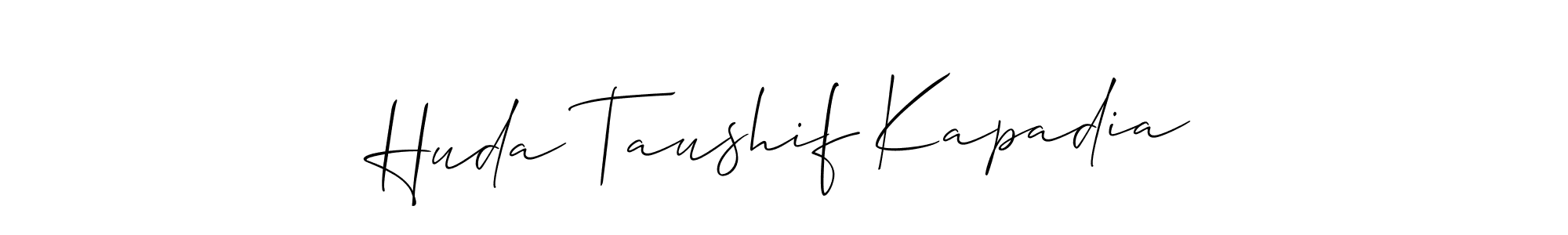 Also we have Huda Taushif Kapadia name is the best signature style. Create professional handwritten signature collection using Allison_Script autograph style. Huda Taushif Kapadia signature style 2 images and pictures png