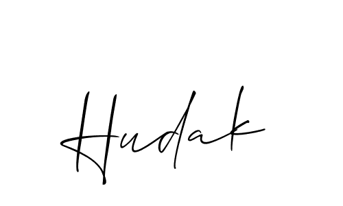 Create a beautiful signature design for name Hudak. With this signature (Allison_Script) fonts, you can make a handwritten signature for free. Hudak signature style 2 images and pictures png