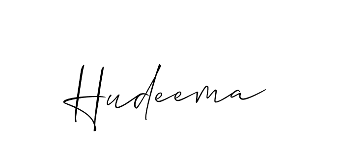 Use a signature maker to create a handwritten signature online. With this signature software, you can design (Allison_Script) your own signature for name Hudeema. Hudeema signature style 2 images and pictures png