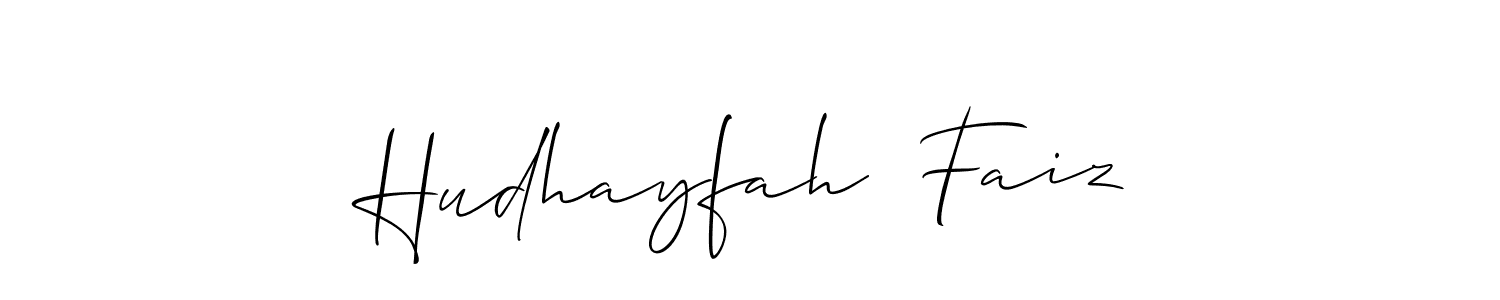 How to make Hudhayfah  Faiz name signature. Use Allison_Script style for creating short signs online. This is the latest handwritten sign. Hudhayfah  Faiz signature style 2 images and pictures png