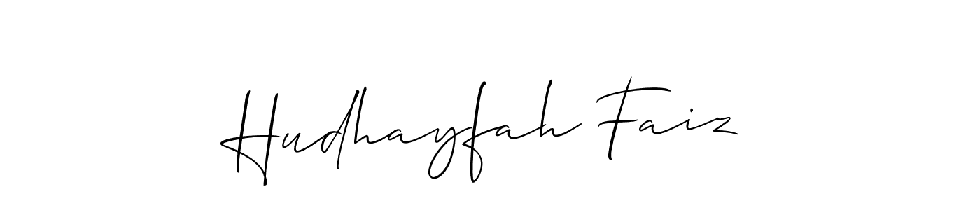 Create a beautiful signature design for name Hudhayfah Faiz. With this signature (Allison_Script) fonts, you can make a handwritten signature for free. Hudhayfah Faiz signature style 2 images and pictures png